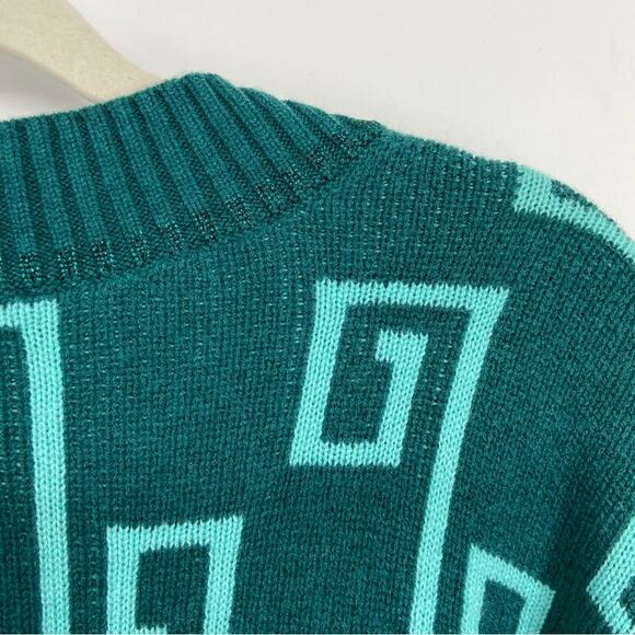New & Other Stories Oversized Green Jacquard Knit Wool Blend Sweater Large - Picture 11 of 15